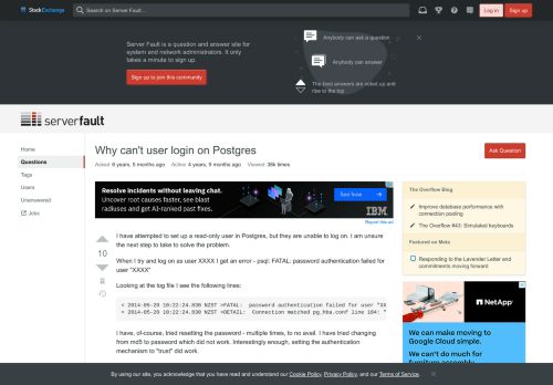 
                            7. postgresql - Why can't user login on Postgres - Server Fault