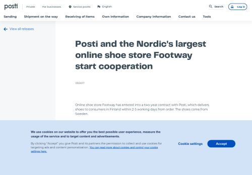 
                            13. Posti and the Nordic's largest online shoe store Footway start ...