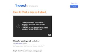 
                            7. Posting a job – Indeed Employer Support