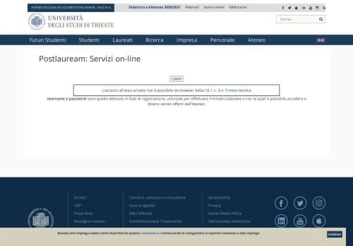 
                            3. Postlauream: Servizi on-line - Università degli Studi di Trieste