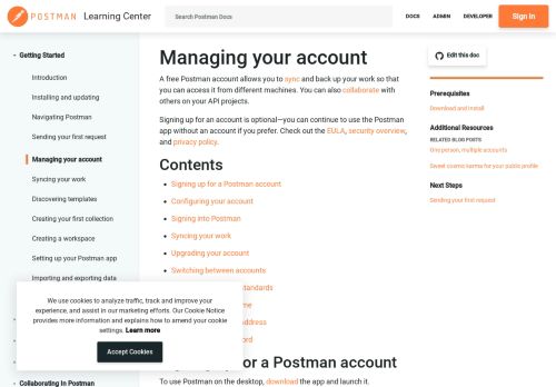 
                            2. Postman account | Postman Learning Center