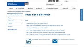 
                            5. Posto Fiscal Eletrônico: Páginas