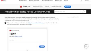 
                            2. Postup pro přihlášení do služby Adobe Document Cloud