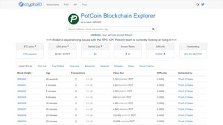 
                            7. PotCoin Explorer - Chainz (CryptoID)