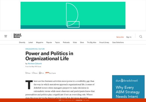 
                            6. Power and Politics in Organizational Life - Harvard Business Review