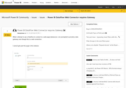 
                            9. Power BI DataFlow Web Connector requires Gateway - ...