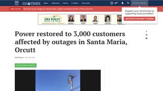 
                            9. Power restored to 3,000 customers affected by outages in Santa Maria ...