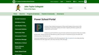 
                            8. Power School Portal - John Taylor Collegiate - sjasd.ca