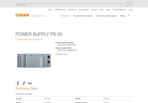 
                            13. Power Supply PS 30 PS30/24 SO | OSRAM DS