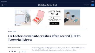 
                            10. Powerball: Oz Lotteries website crashes after record $100m draw