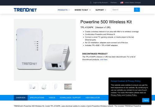 
                            13. Powerline 500 Wireless Kit - TRENDnet TPL-410APK