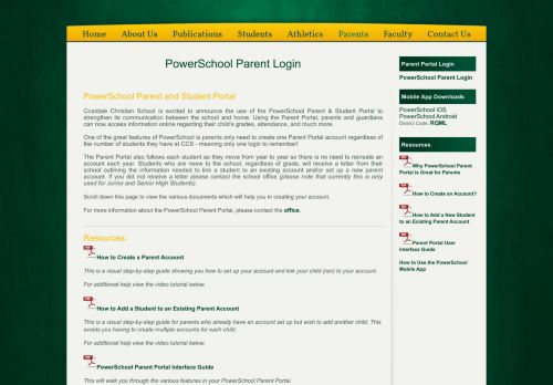 
                            12. PowerSchool Parent Login - Coaldale Christian School