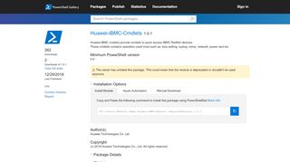 
                            12. PowerShell Gallery | Huawei-iBMC-Cmdlets 1.0.1