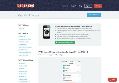 
                            7. PPTP for iOS 7 & 8 - VPN Setup with VyprVPN - Giganews
