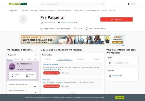 
                            3. Pra Paquerar - Reclame Aqui