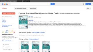 
                            7. Practical Operational Due Diligence on Hedge Funds: Processes, ... - Resultaten voor Zoeken naar boeken met Google