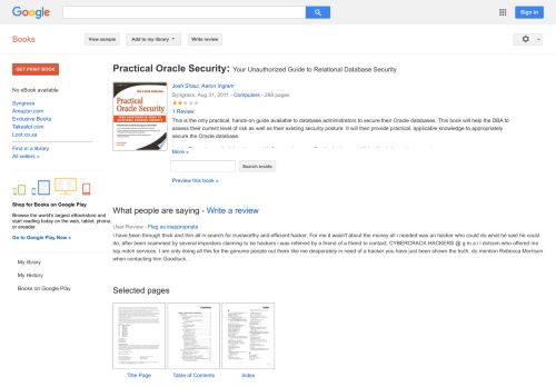 
                            7. Practical Oracle Security: Your Unauthorized Guide to Relational ...