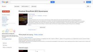 
                            7. Practical SharePoint 2013 Governance
