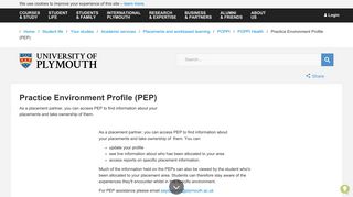 
                            6. Practice Environment Profile (PEP) - University of Plymouth