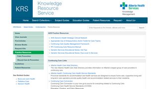 
                            3. Practice Resources - Continuing Care - KRS Website at Knowledge ...