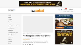 
                            7. Practo acquires smaller rival Qikwell - Livemint