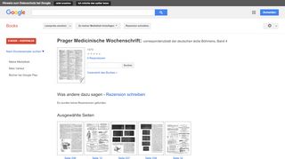 
                            5. Prager Medicinische Wochenschrift: corrospondenzblatt der ... - Google Books-Ergebnisseite
