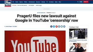 
                            9. PragerU files new lawsuit against Google in YouTube 'censorship' row ...