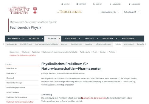 
                            13. Praktikum für Naturwissenschaftler - Universität Tübingen