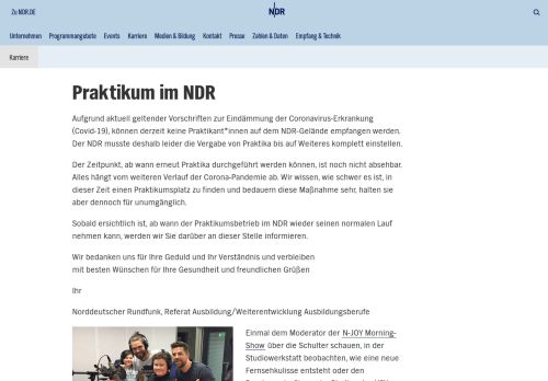 
                            9. Praktikum im NDR | NDR.de - Der NDR - Karriere - Praktikum