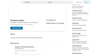 
                            10. Prashant Jadhav - Engineer Vendor Development - Force Motors Ltd ...
