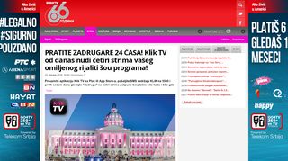 
                            11. PRATITE ZADRUGARE 24 ČASA! Klik TV od danas nudi četiri strima ...