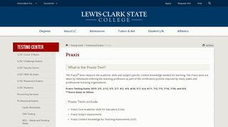 
                            10. Praxis - Testing Center | Lewis-Clark State