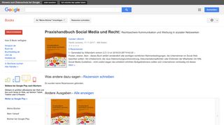 
                            7. Praxishandbuch Social Media und Recht: Rechtssichere Kommunikation ... - Google Books-Ergebnisseite