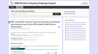 
                            8. PRC coordinator receives 'Incorrect username or password' when ...