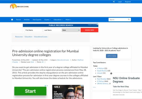 
                            8. Pre- admission online registration process for Mumbai University ...