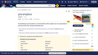 
                            7. PRE-EMPTIVE | meaning in the Cambridge English Dictionary