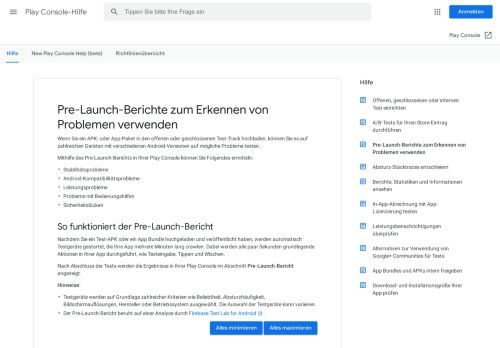 
                            3. Pre-Launch-Berichte zum Erkennen von Problemen verwenden - Play ...