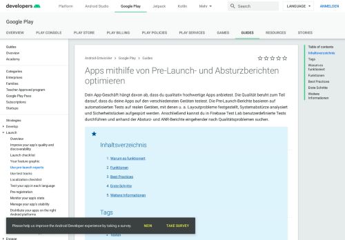 
                            1. Pre-Launch- und Absturzberichte nutzen | Android Developers