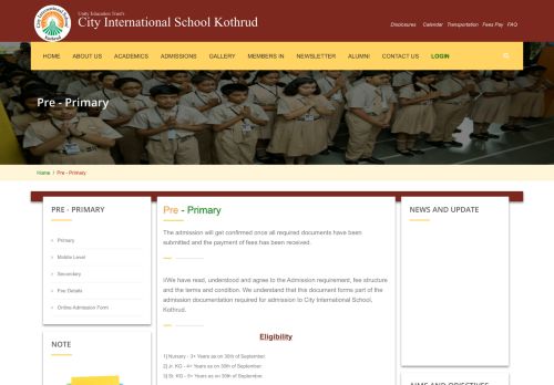 
                            3. Pre - Primary - City International School Kothrud