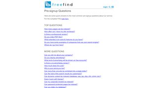 
                            8. Pre-signup Questions -- FreeFind.com