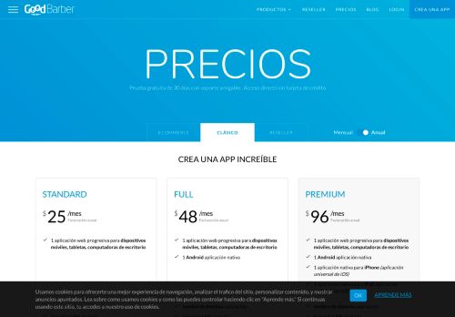 
                            8. Precios Progressive Web Apps | GoodBarber