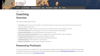 
                            2. Precision Nutrition coaching - Icarus Rising
