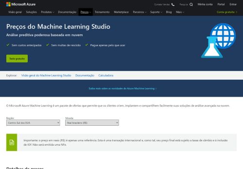 
                            9. Preços – Machine Learning | Microsoft Azure