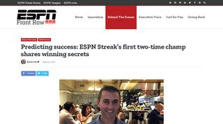 
                            12. Predicting success: ESPN Streak's first two-time champ shares ...