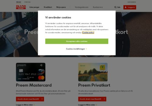 
                            2. Preem Mastercard / Preem Privatkort - Ikano Bank