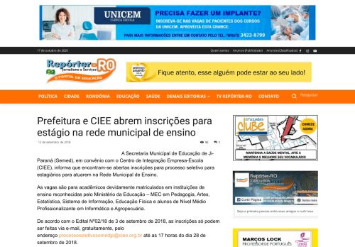 
                            12. Prefeitura e CIEE abrem inscrições para estágio na rede municipal de ...