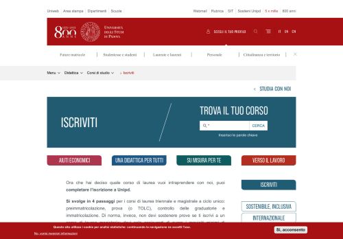 
                            5. Preimmatricolazioni e immatricolazioni | Università di Padova - Unipd