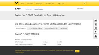 
                            6. Preise für Geschäftskunden | Deutsche Post | E-POST