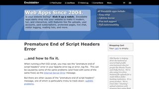 
                            8. Premature End of Script Headers - And How To Fix It - Encodable