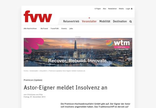 
                            12. Premicon (Update): Astor-Eigner meldet Insolvenz an - fvw